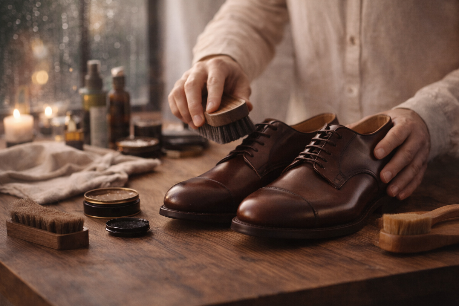 Entretien de chaussures en cuir