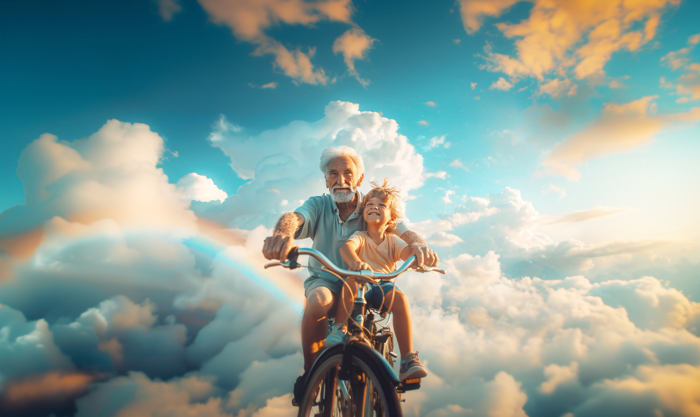 papi et enfant sur un vélo