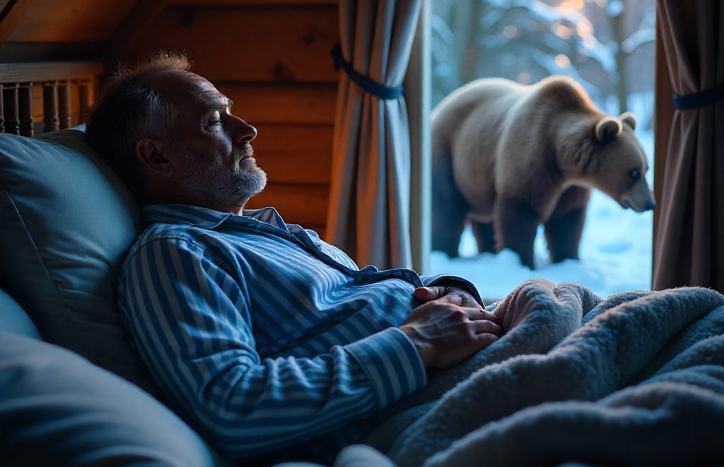 Un homme qui rêve d'un ours