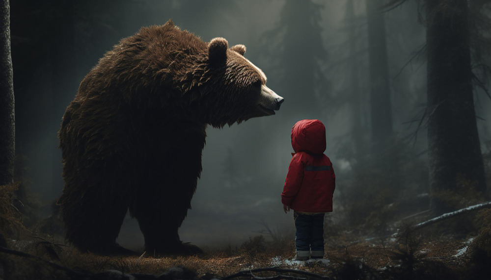 Un ours et un enfant