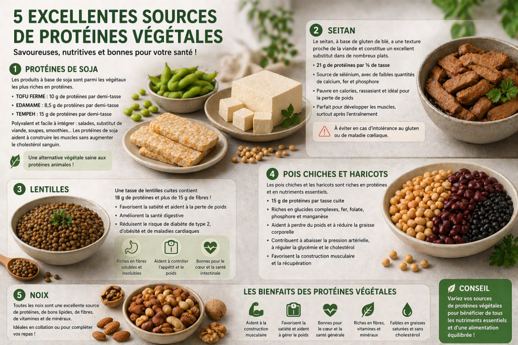 5 éléments qui sont sources de protéines végétales