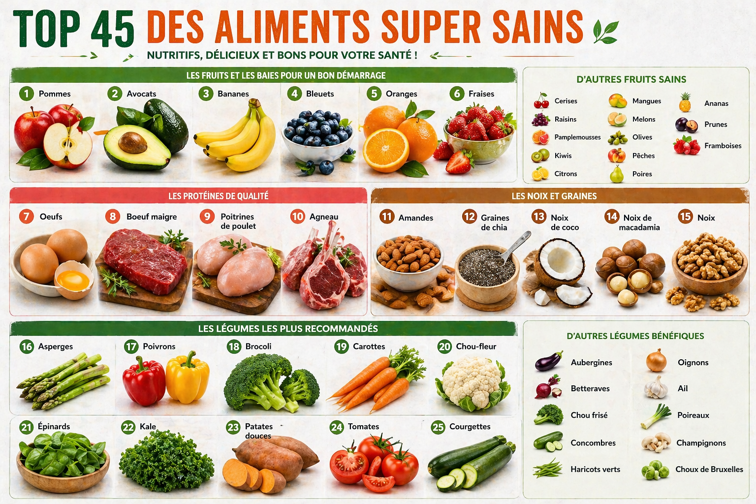 Top 45 des aliments super sains