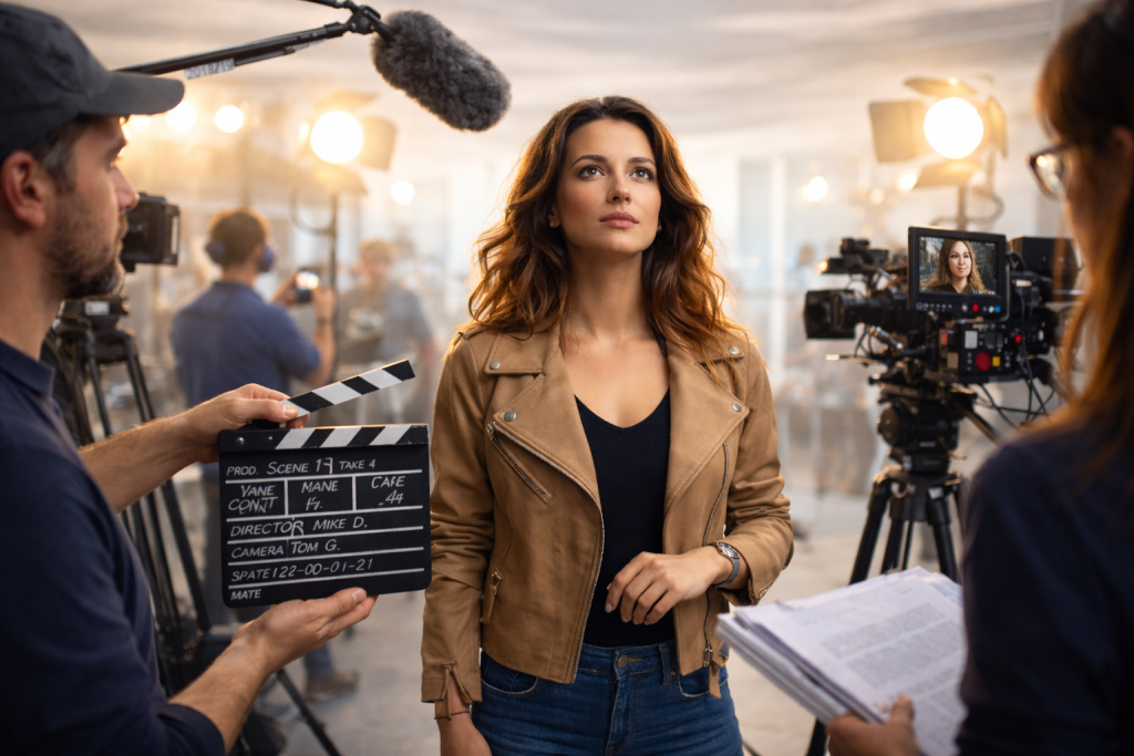 Une femme sur un plateau de tournage