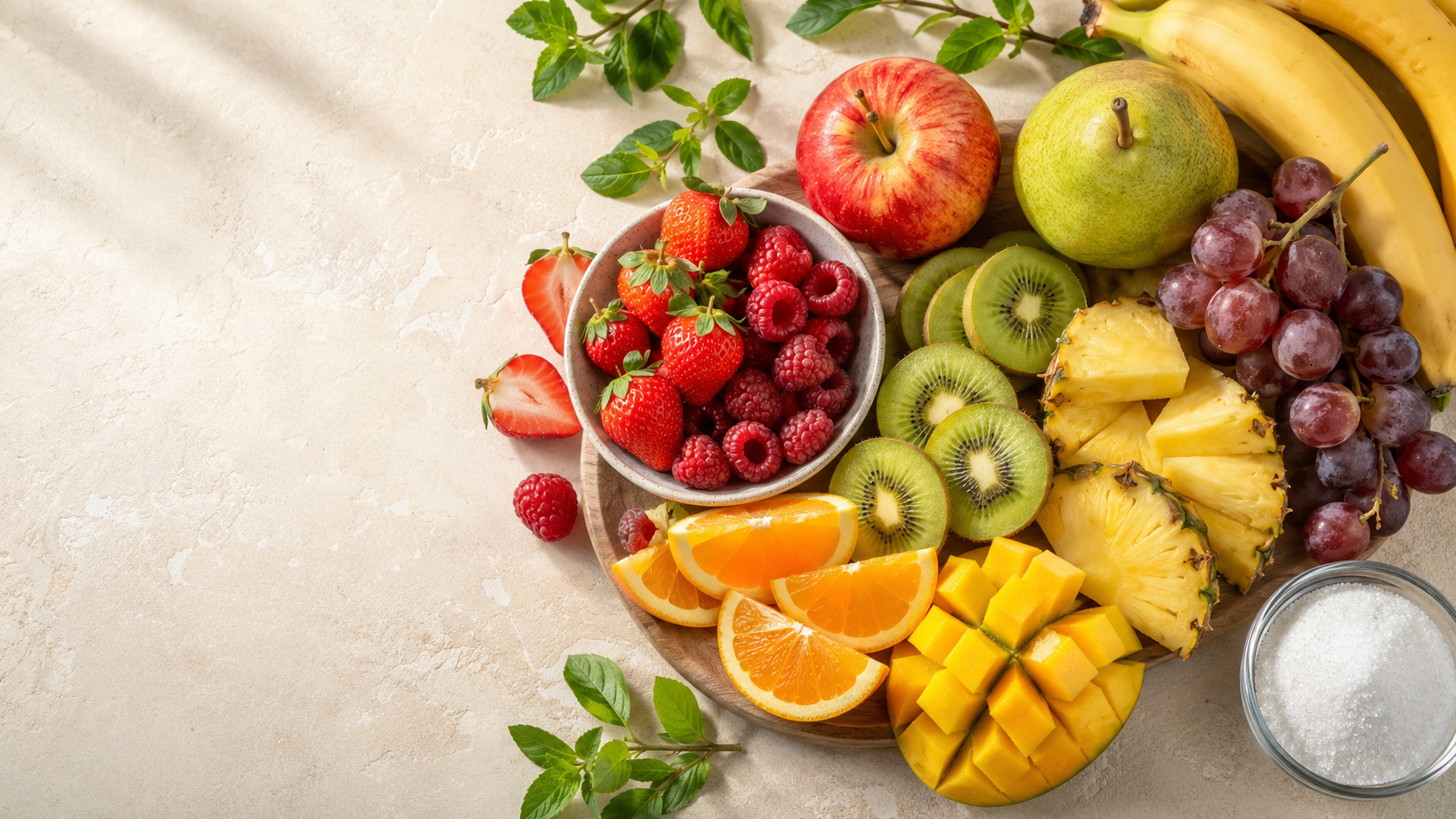 Tableau du taux de sucre dans les fruits frais