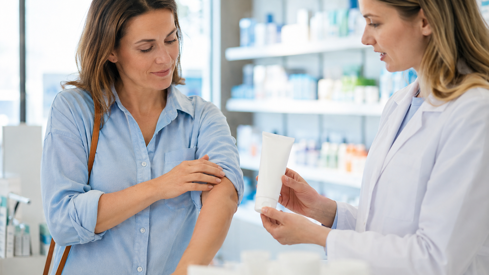 Une pharmacienne qui propose un médicament équivalent
